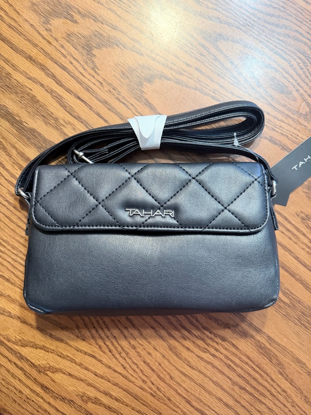 New Tahari Calista Crossbody Handbag Vegan Leather Quilted Accents CC Slip